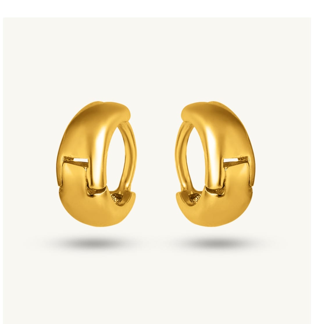 Customer photo review of Golden Spiral Mini Hoop Earring