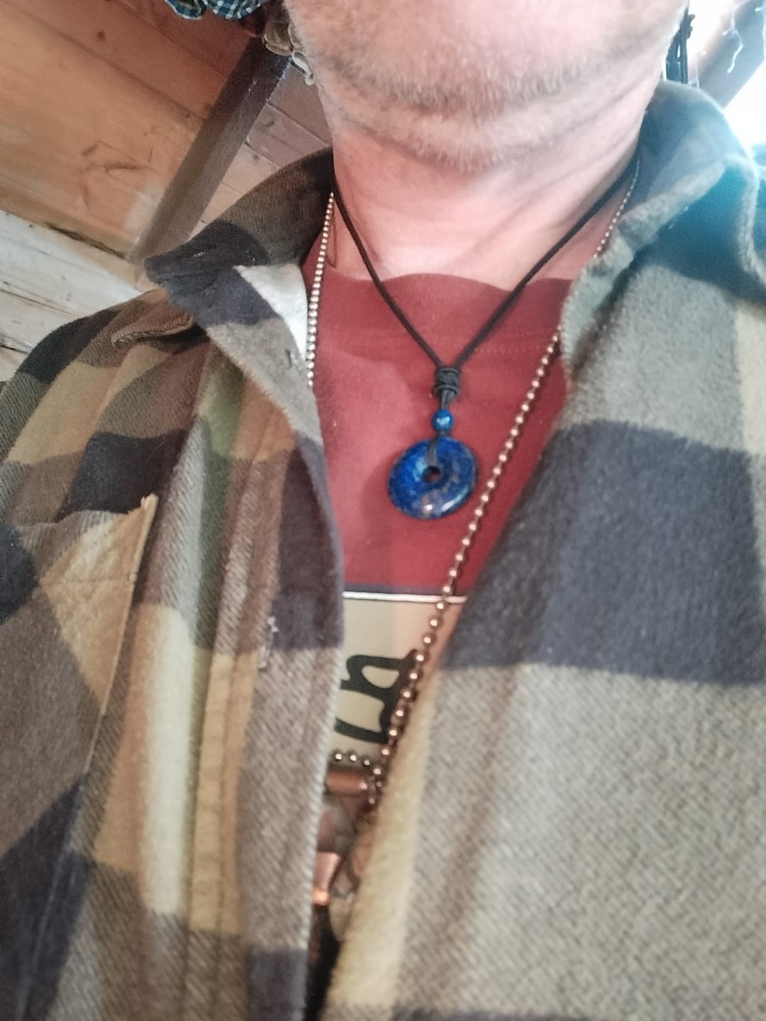 Customer photo review of Buddha Stones Lucky Coin Pendant Healing Crystal Gemstone Necklace