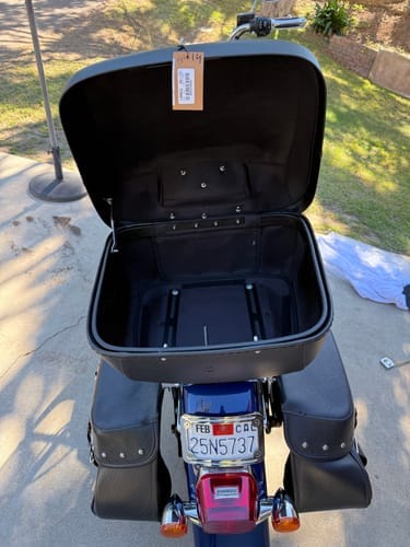 Customer photo review of 44L - Premium Extra Large Leather Wrapped Hard Motorcycle Trunk