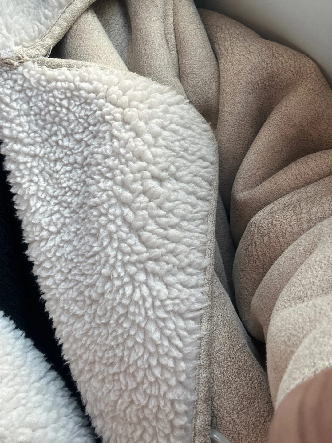 Customer photo review of Blythe Sherpa Faux Leather Jacket