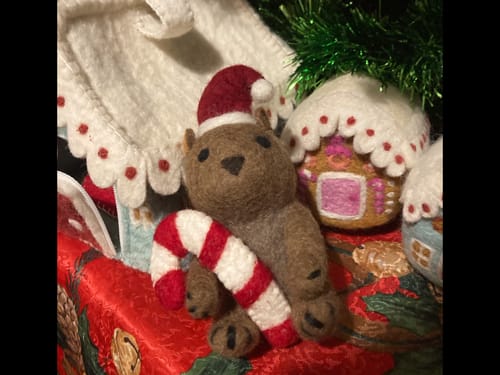Customer photo review of Felt Wombat with Candy Cane Toy