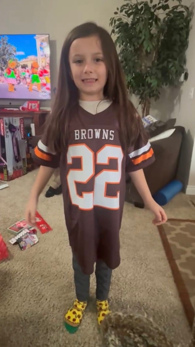 Customer photo review of Custom Brown White-Orange Classic Style Mesh Authentic Football Jersey