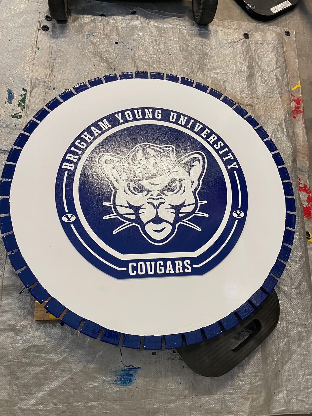 Customer photo review of VARSITY Collection- SINGLE Layer BYU Cougars Metal Wall Art