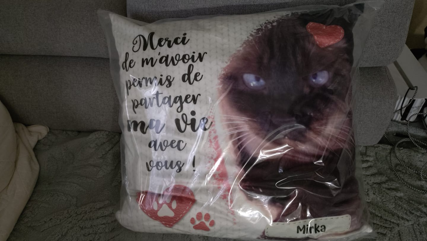 Customer photo review of Merci - Coussin personnalisé