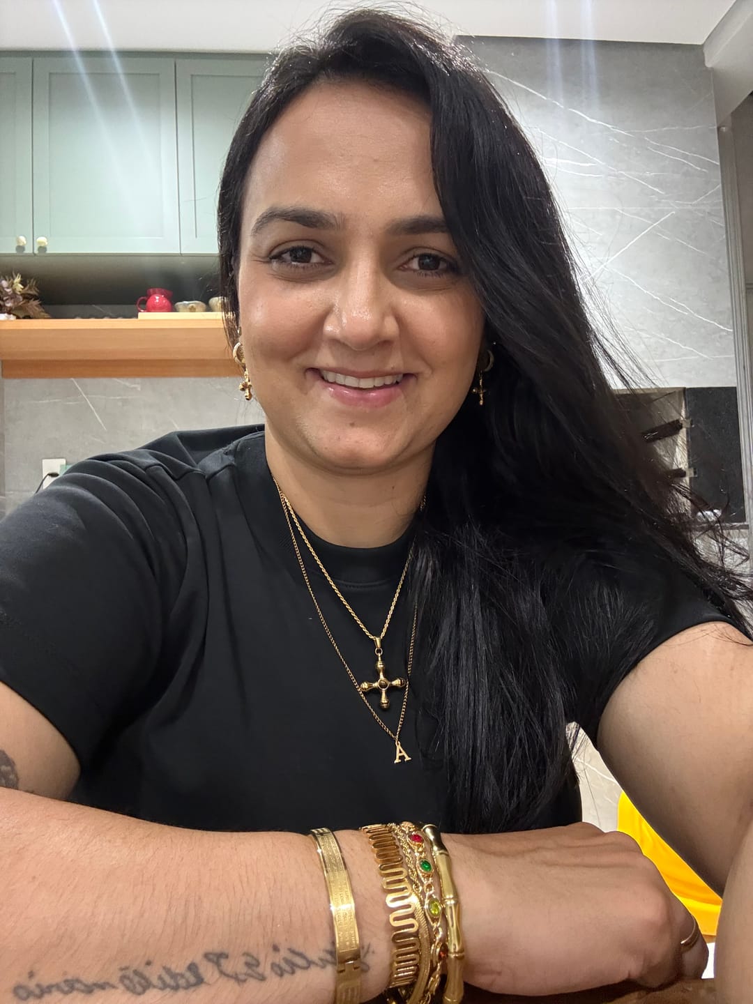 Customer photo review of Colar Olho de Tigre Banhado em Ouro 18k