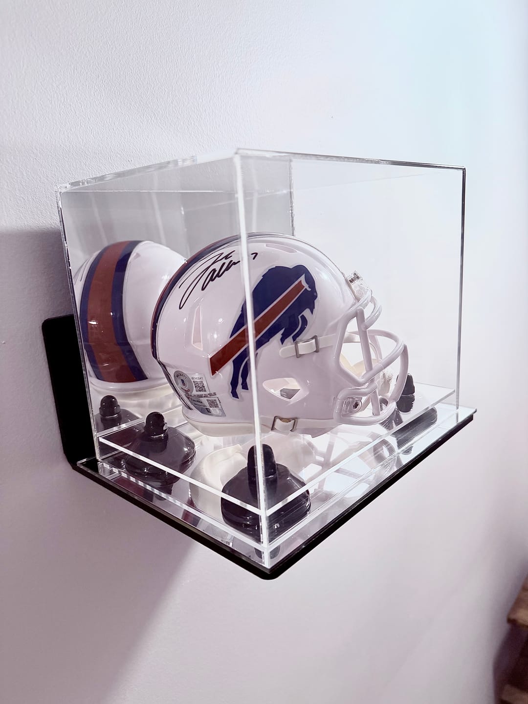 Customer photo review of Mini/Miniature Football Helmet (not Full Size) Display Case - Mirror Wall Mounts (A003/V45)