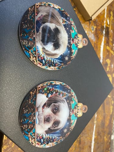 Customer photo review of Custom Photo Our Pets Make Christmas Magical - Dog & Cat Personalized Ornament