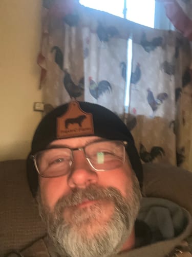 Customer photo review of Cattle Ear Tag Shape Custom Leather Patch Hat