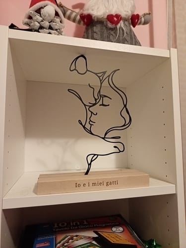 Customer photo review of ATLAS – Chat en métal sur socle bois – Cadeau original amoureux des chats