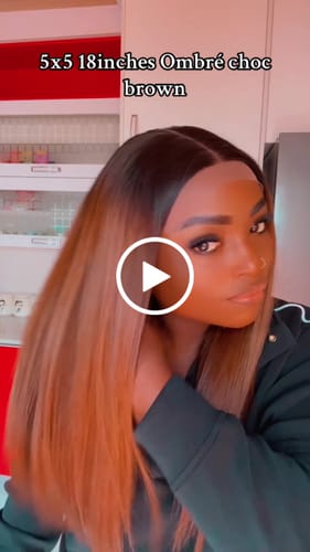 Customer video review of Vietnamese SDD Bone Straight 5x5 18 inch Ombre Choc Brown Wig