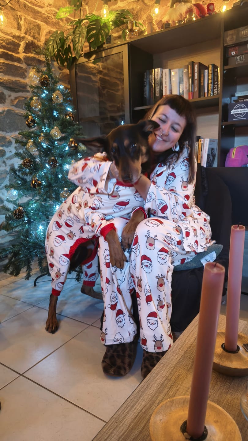 Customer photo review of Christmas Pajama Top -  Santa and Rudolph