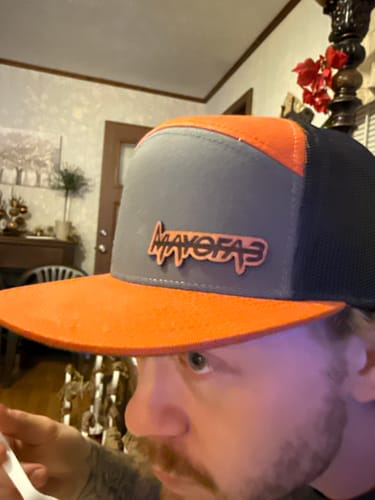 Customer photo review of Flat Bill Seven-Panel Leather Patch Hat - Richardson 168