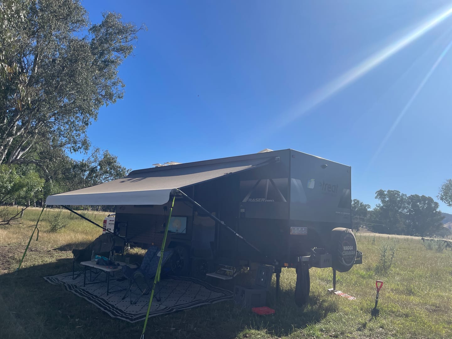 Customer photo review of Awning Replacement Vinyl - Black Fade WA1001 White Flap