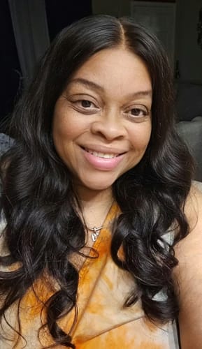 Customer photo review of Flash Sale Wavymy Wear Go Body Wave Glueless Wig Pre-Cut Lace Closure Wig Pre-Plucked Natural Hairline 180% Density Human Hair