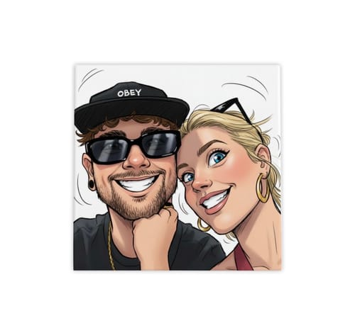 Customer photo review of Jouw Foto in Karikatuur Stijl - Gepersonaliseerde Tegel