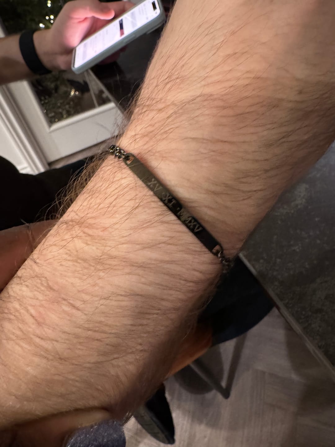 Customer photo review of Mens Black Personalised Chain Bracelet