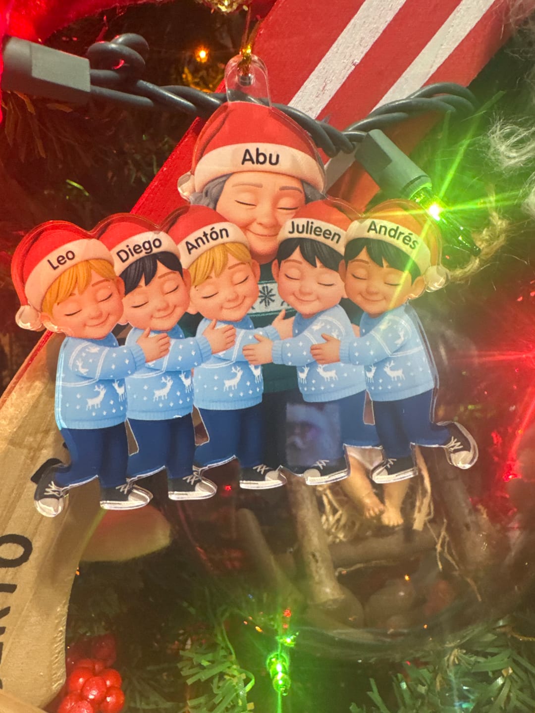 Customer photo review of Grandma Hugging Grandkids - Personalized Acrylic Ornament - Heartwarming Christmas Gift for Grandma, Grandkids