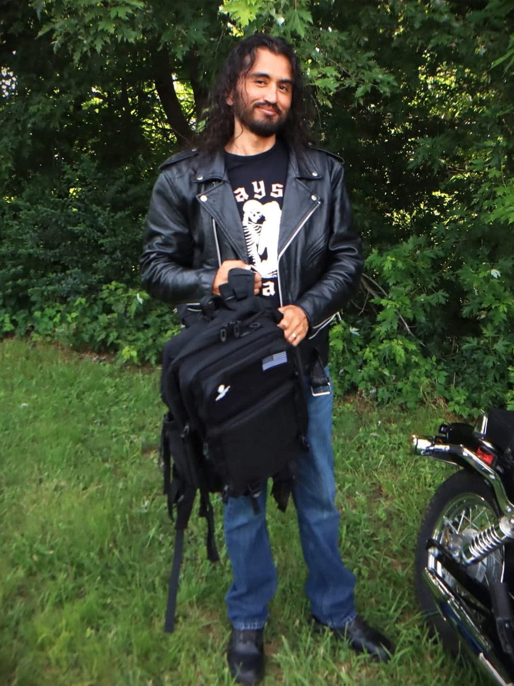 Customer photo review of 45L - Tactical XL Motorcycle Sissy Bar Backpack