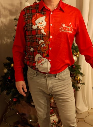 Customer photo review of Chemise de Noël Homme Père Noël Bonhomme de Neige et Renne