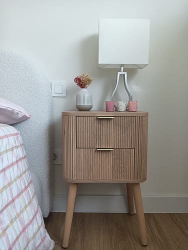 Customer photo review of BALI - Table de chevet 2 tiroirs en bois naturel