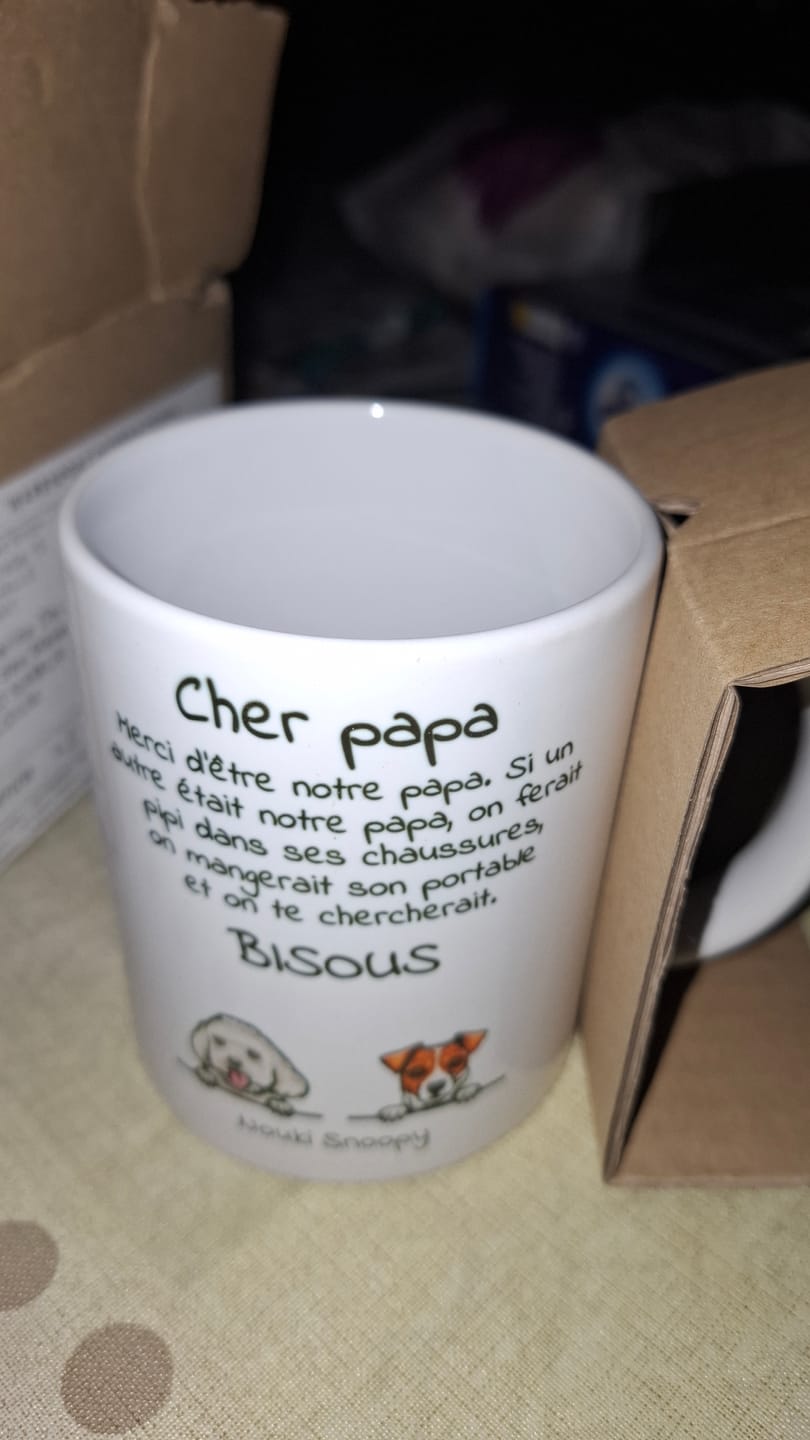 Customer photo review of Cher papa (chien) - Mug personnalisé