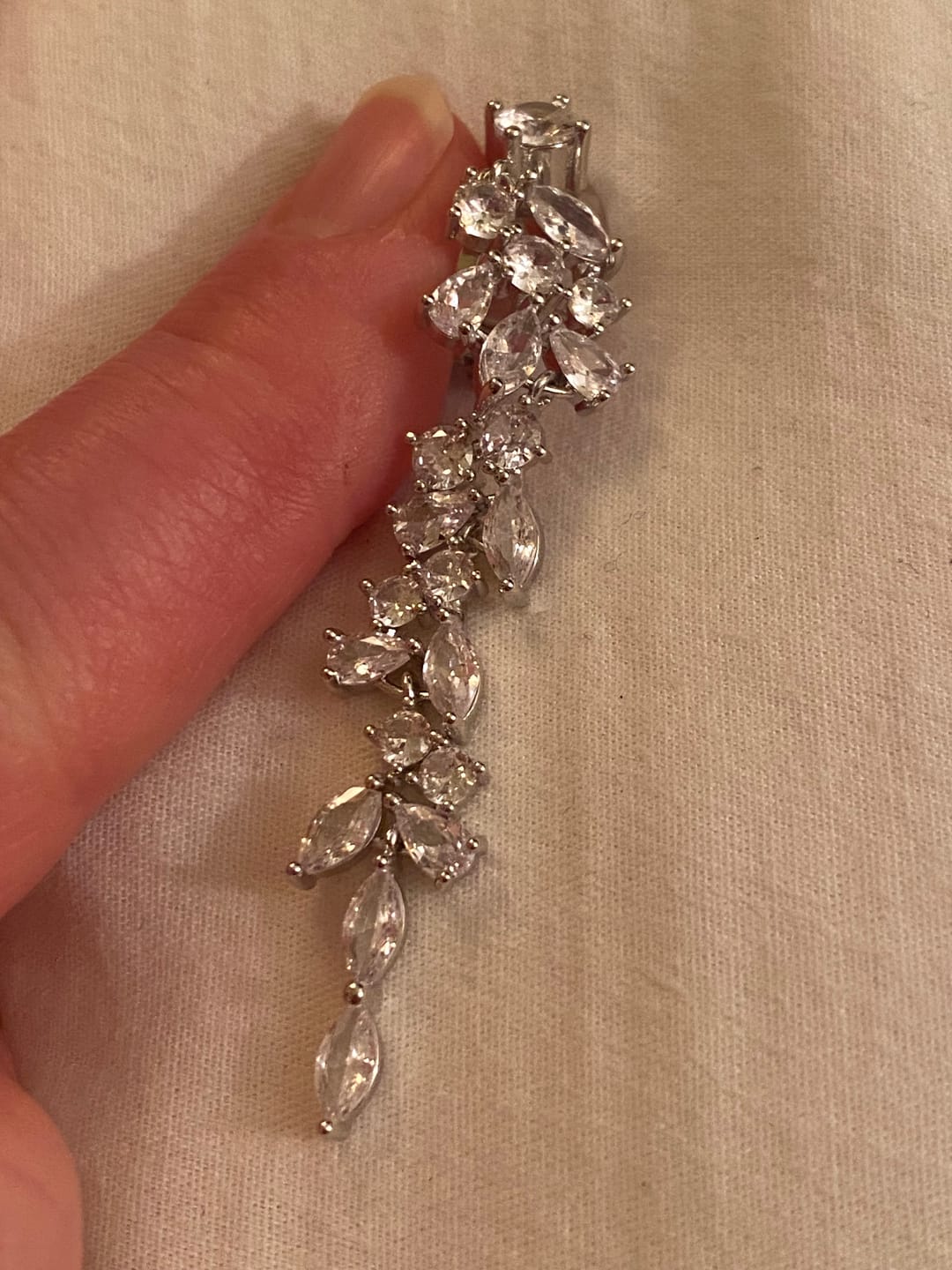 Customer photo review of Cascade Chandelier Clip On Earrings in Silver
