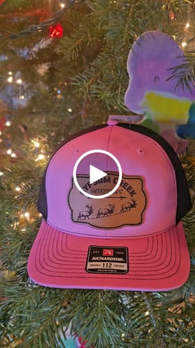 Customer video review of Custom Leather Patch Hats Richardson CAMO Laser Engraved