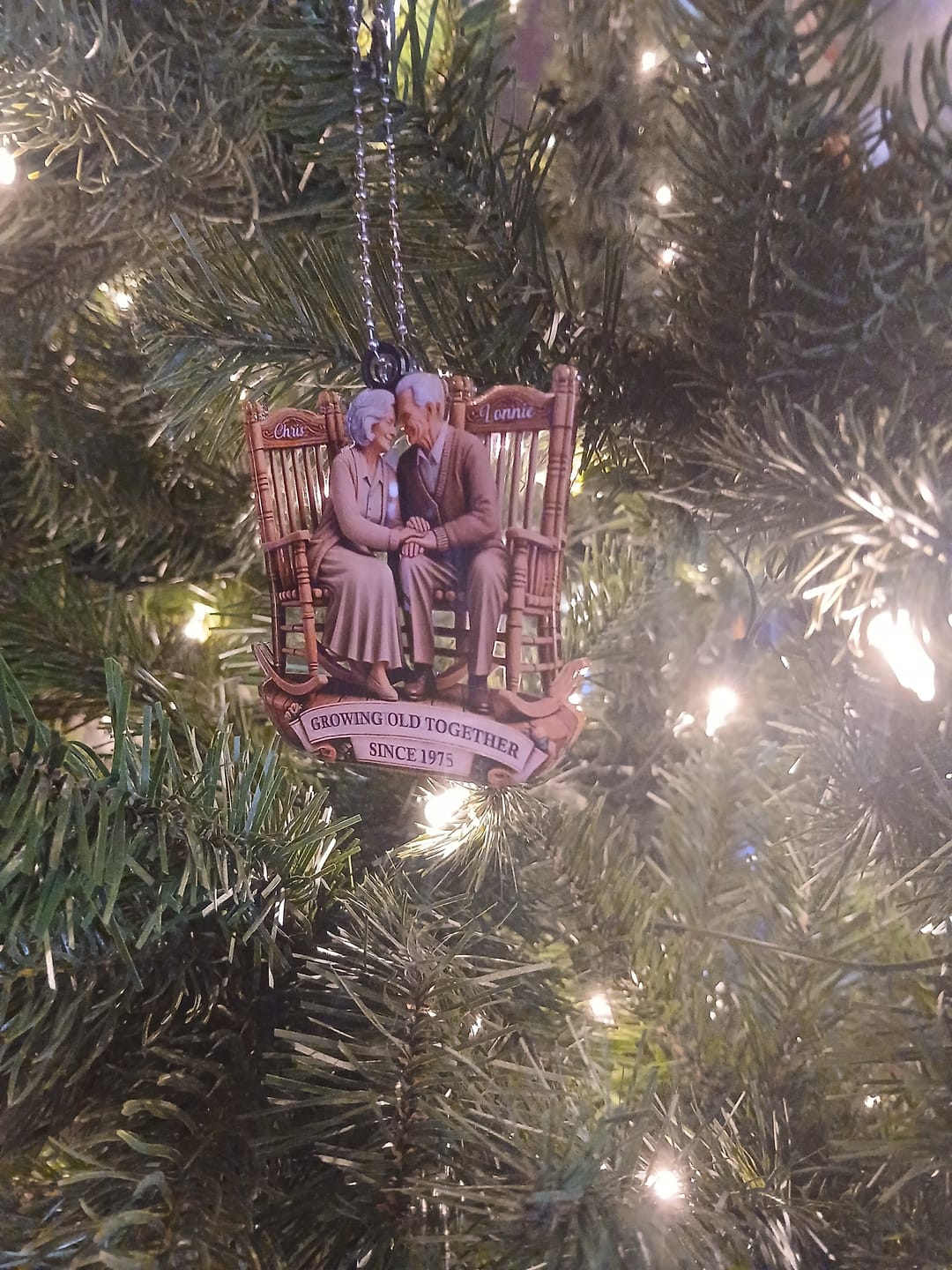 Customer photo review of Old Couple Sitting On Rocking Chairs Together - Personalized Acrylic Ornament