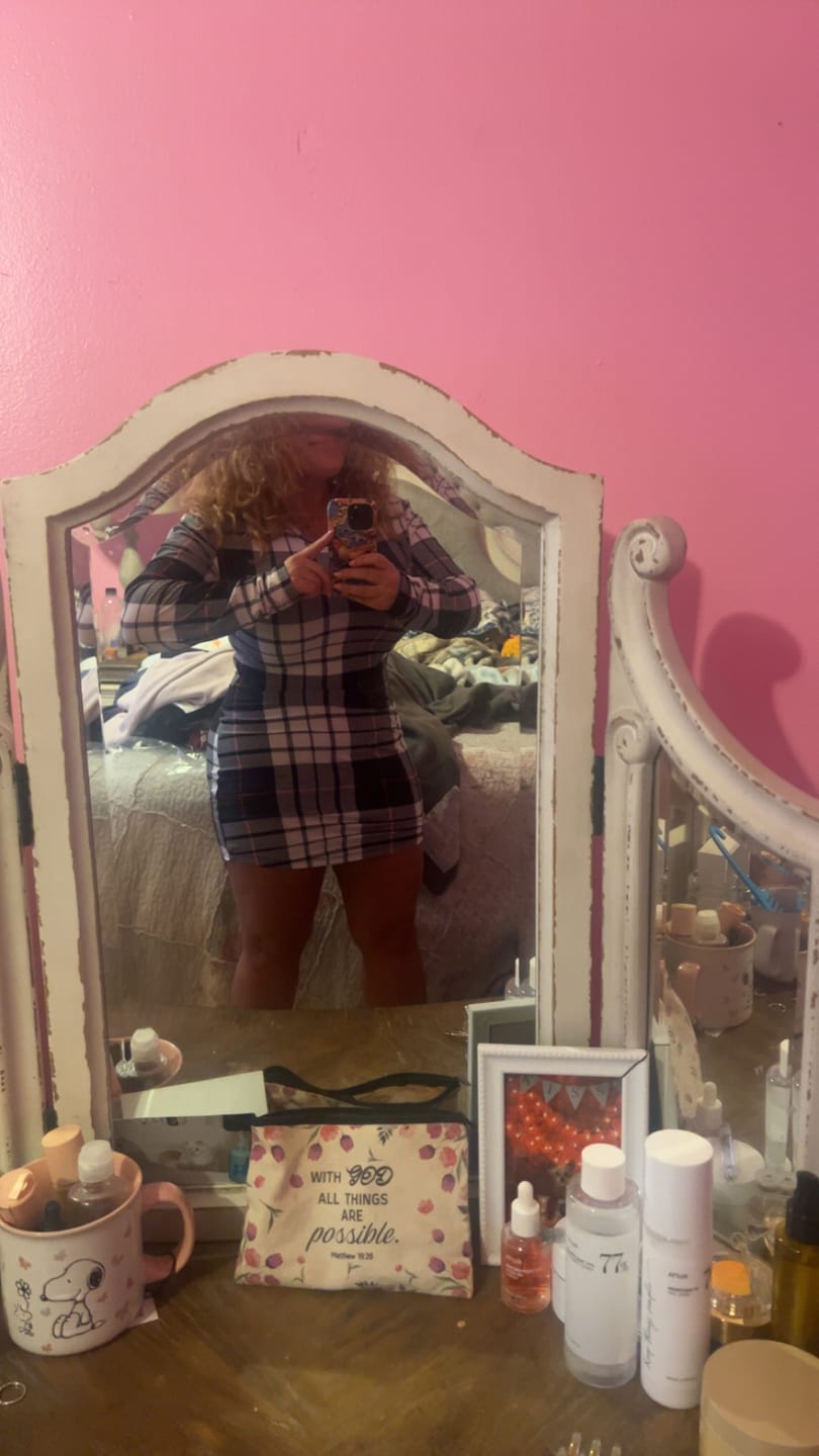 Customer photo review of Og T-shirt Dresses - Gingham - Long Sleeve