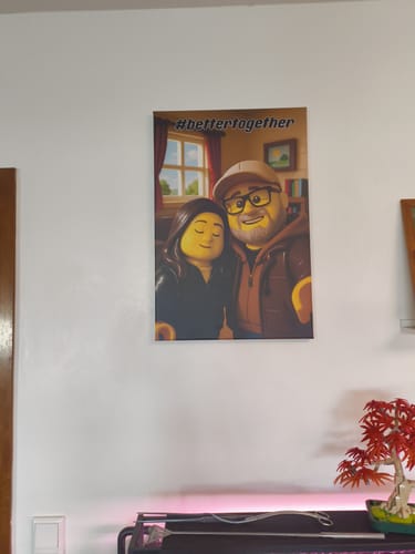 Customer photo review of Personalisierte Leinwand - Portrait im Baustein-Stil