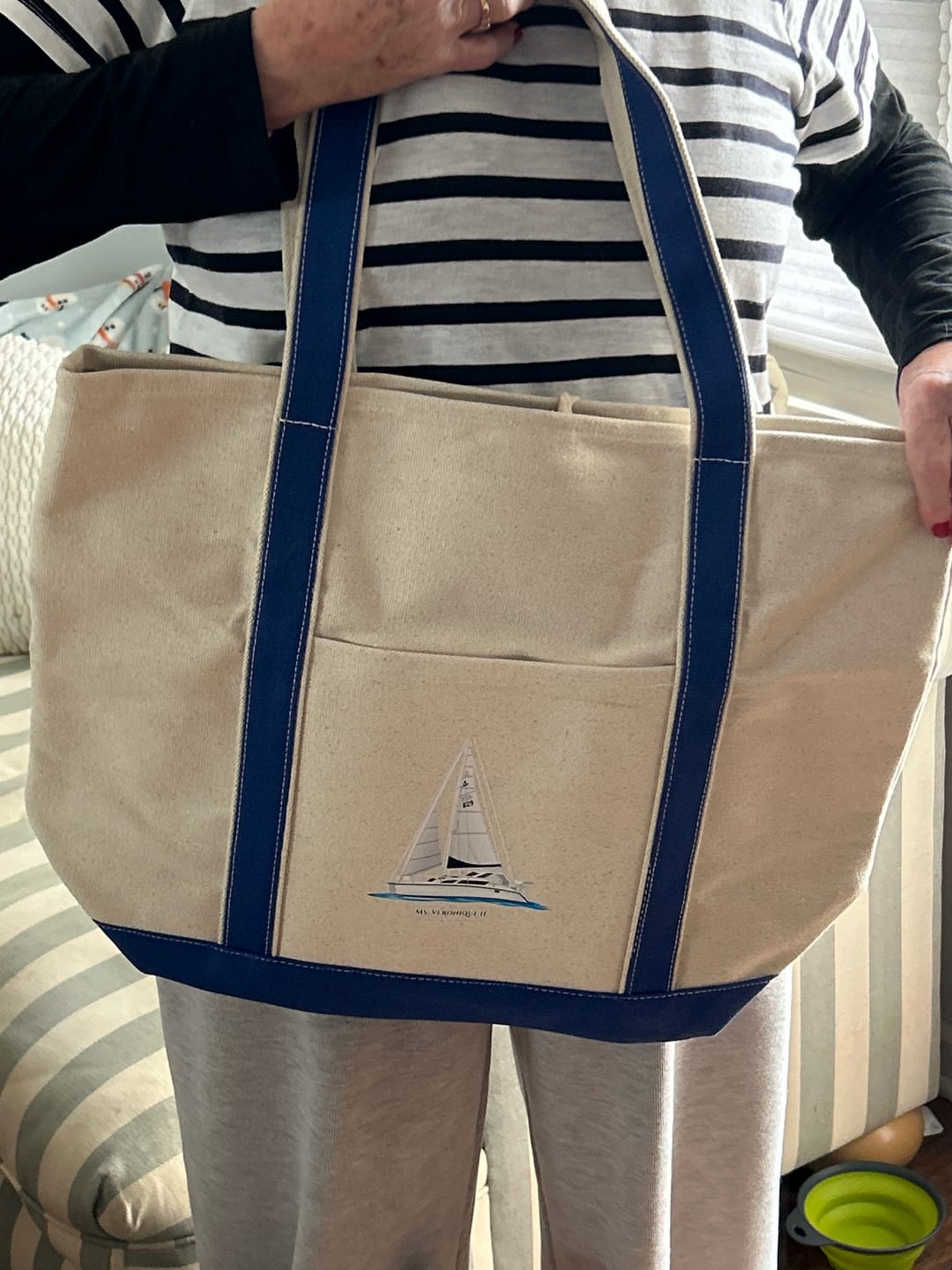 Customer photo review of Custom Boat Tote Bags