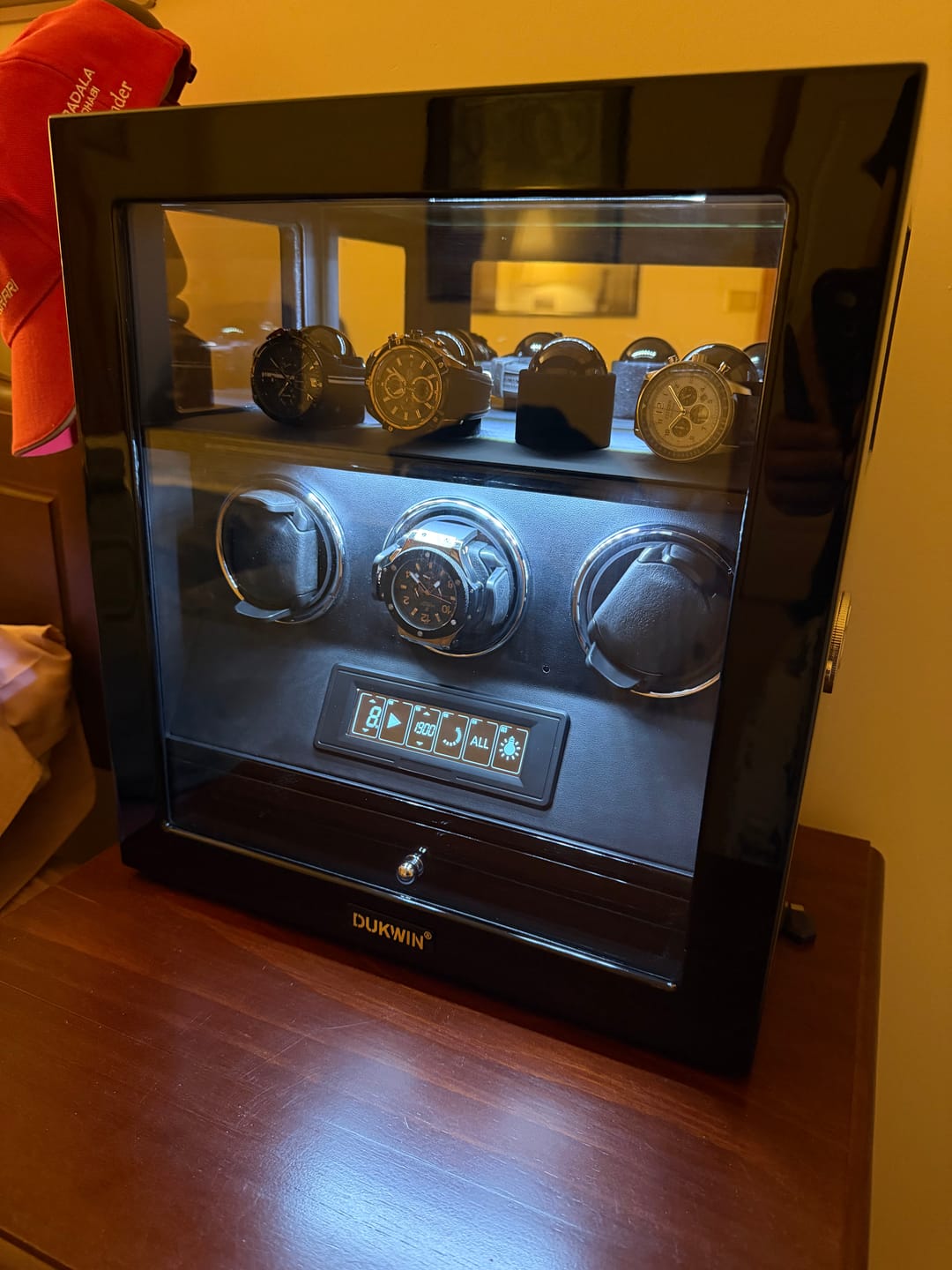 Customer photo review of Fingerprint Lock 3 Watch Winders with Extra 4 Watches Storage LCD Remote Control - Black