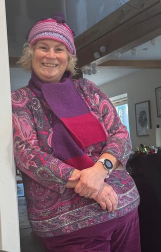 Customer photo review of Pink and Purple Paisley Cashmere Crew Neck Jumper Extra Large