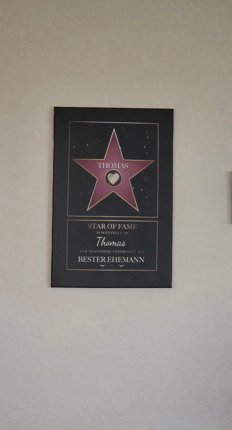 Customer photo review of Star of Fame - Eltern-Leinwand