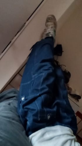 Customer photo review of Loose Wide Leg Denim Cargo Casual Straight Leg Pants