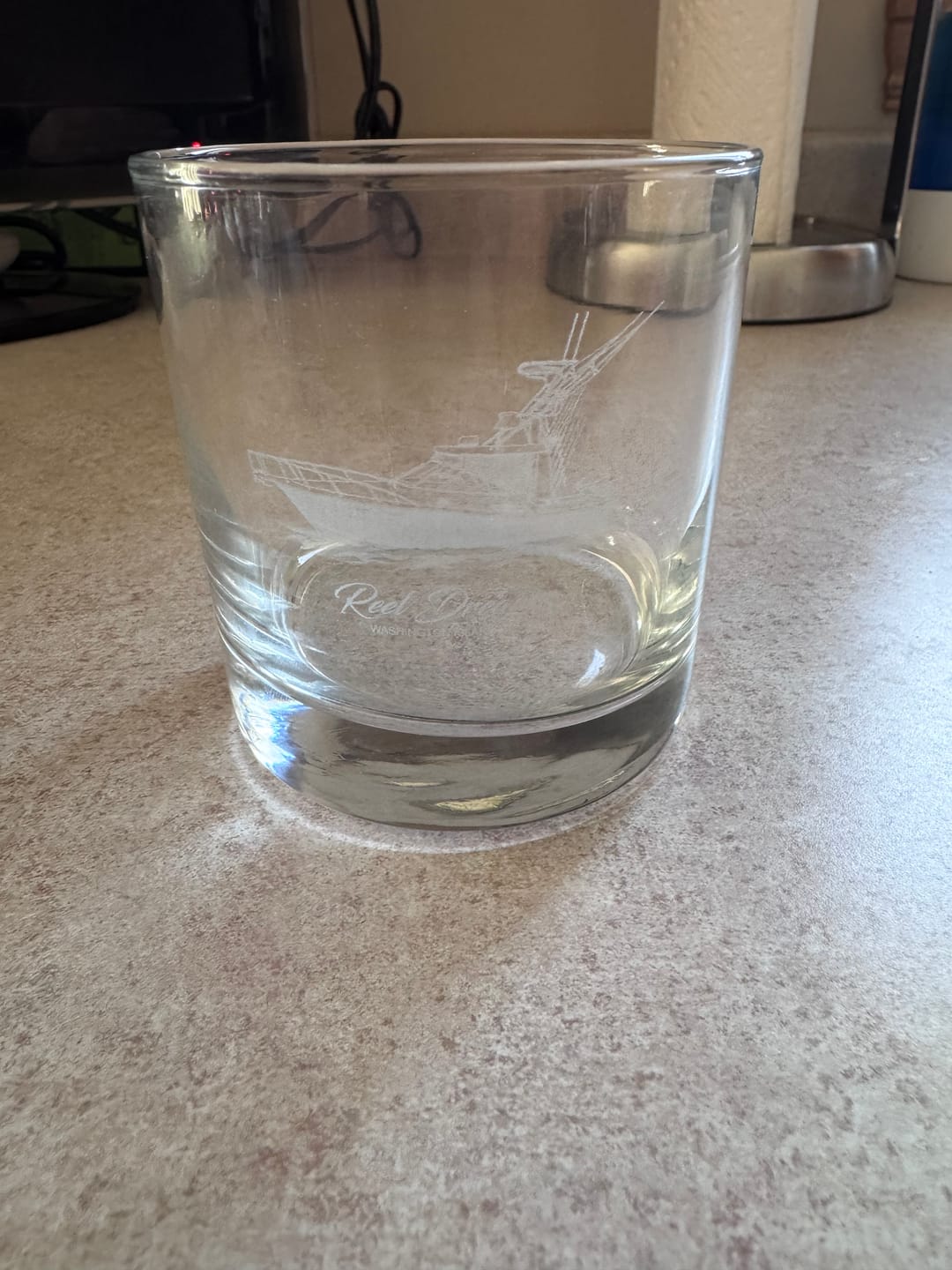 Customer photo review of Custom Side Engraved Bar Glass