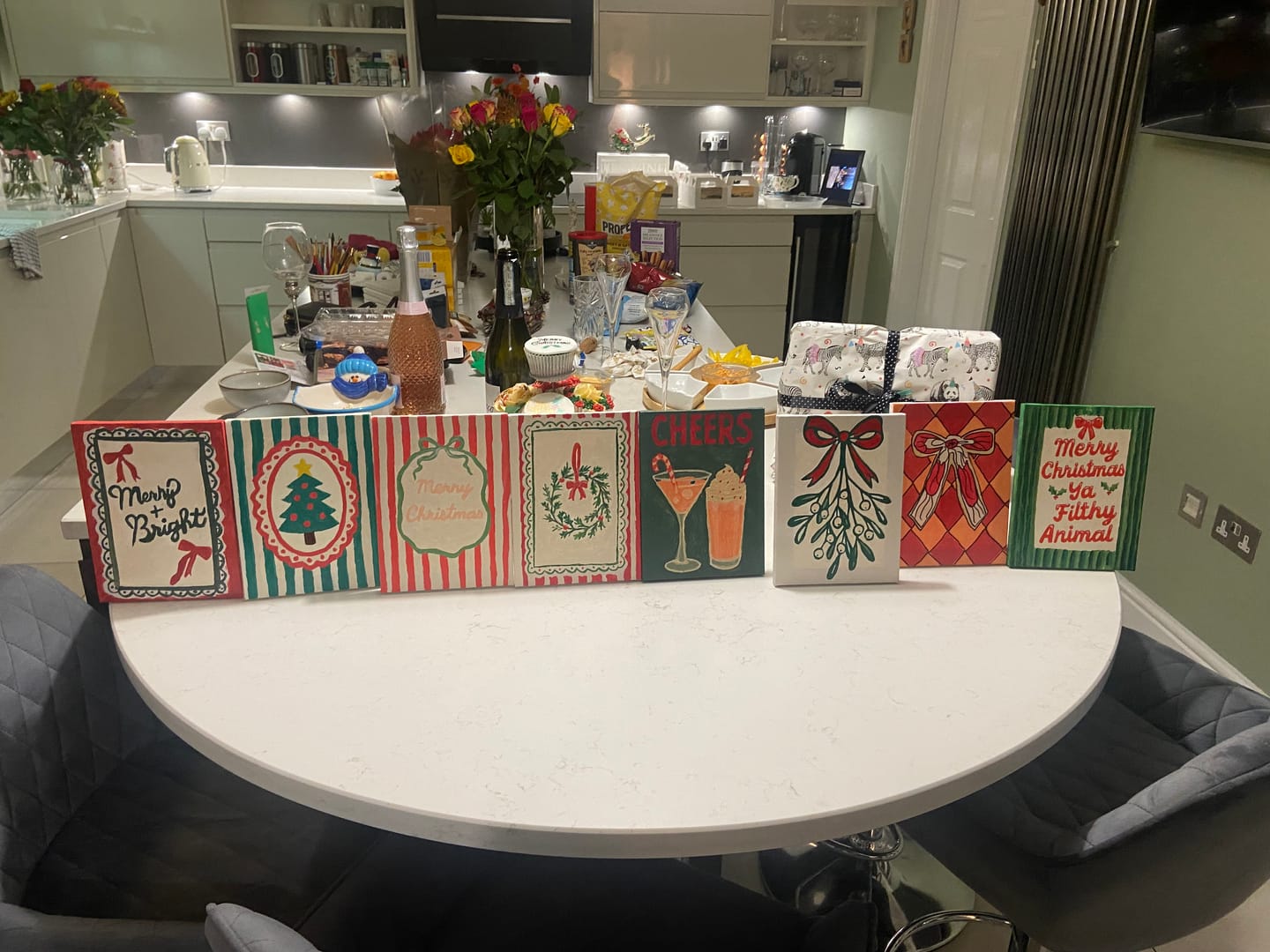 Customer photo review of 6 Mini Paintings - Christmas Stripes Set