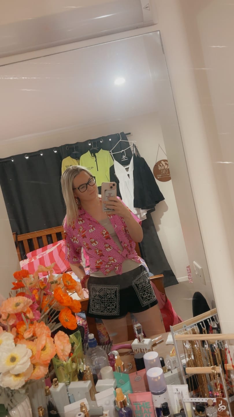 Customer photo review of Santa Polka Pink Christmas Adult Shirt