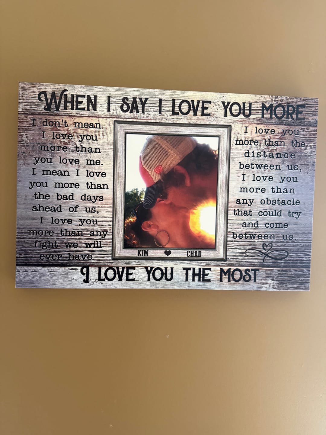 Customer photo review of Personalized Canvas Prints, Custom Photos, Loving Gift For Couple, Couple Gift, Anniversary Gift, When I Say I Love You More Dem Canvas
