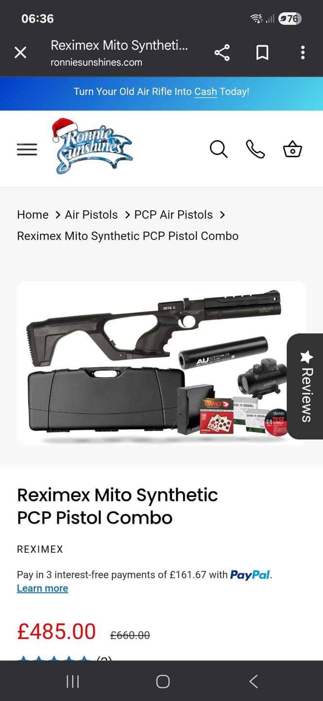 Customer photo review of Reximex Mito Synthetic PCP Pistol Combo