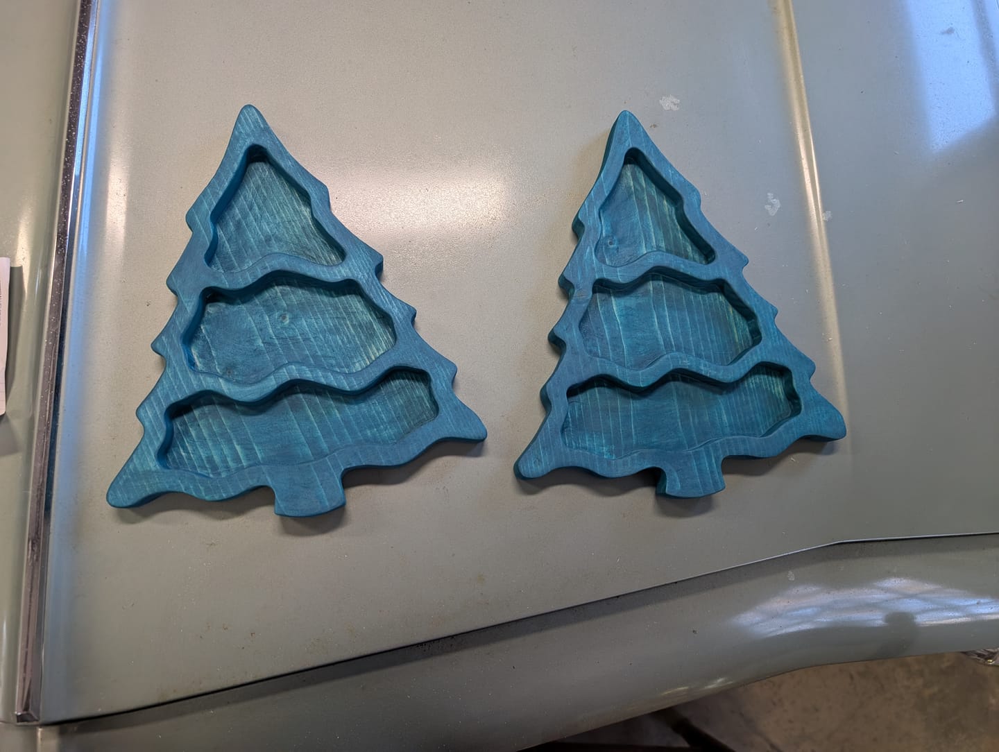 Customer photo review of 11.0x9.5" Christmas Tree Tray 2 Acrylic Router Template [Limited Edition]