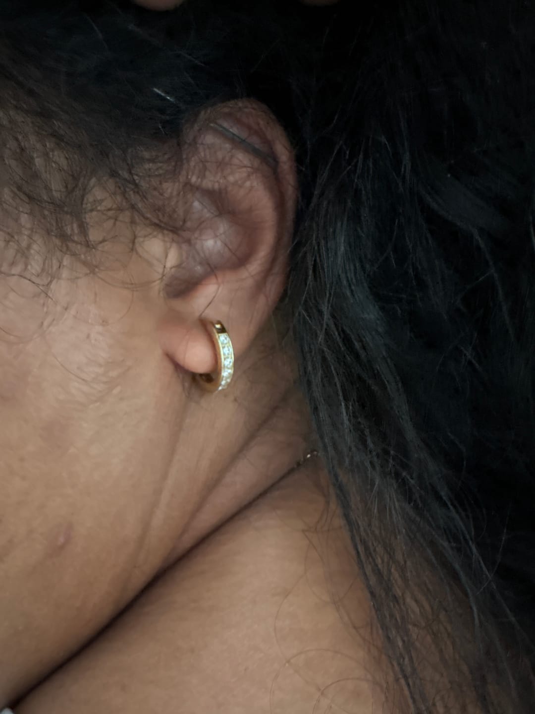 Customer photo review of 0.55 Carat VVS Moissanite Hoop Earrings