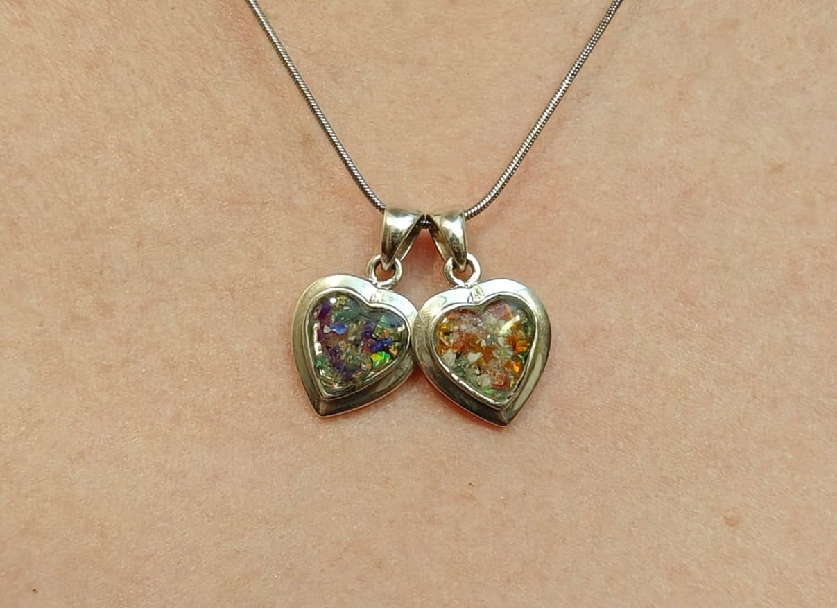 Customer photo review of Petite Bezelled Opal Heart