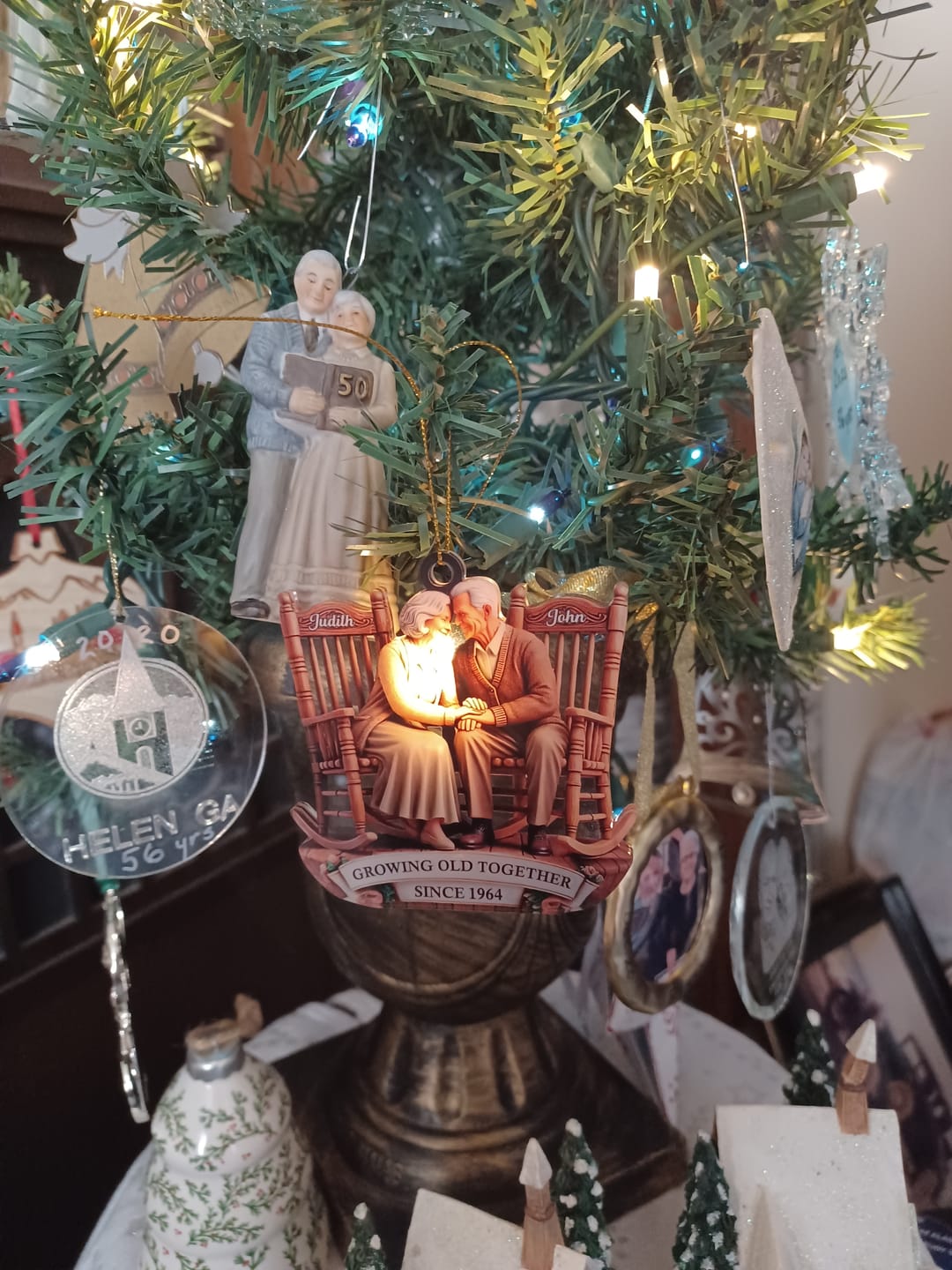 Customer photo review of Old Couple Sitting On Rocking Chairs Together Personalized Christmas Acrylic Ornament