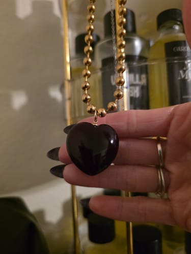 Customer photo review of BLACK CHERRY QUARTZ BALL CHAIN (DYED)