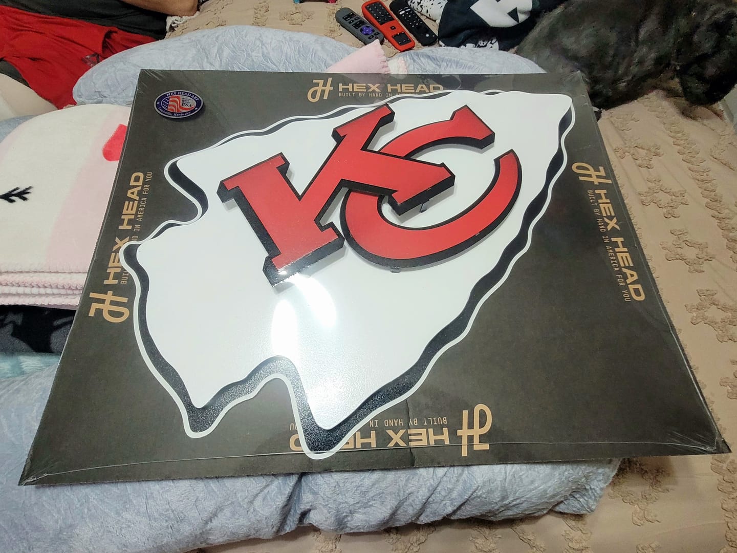Customer photo review of Kansas City Chiefs Lamar Hunt "Arrowhead" 3D Vintage Metal Wall Art