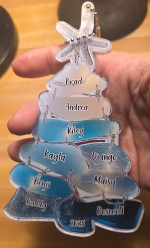 Customer photo review of Family Sea Glass Christmas Tree - Personalized Family Ornament