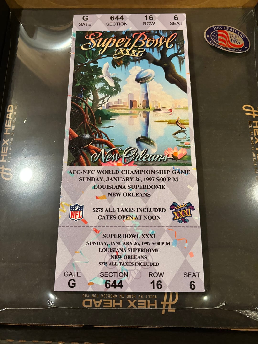 Customer photo review of Green Bay Packers Super Bowl XXXI Ticket Stub Single Layer Metal Wall Art