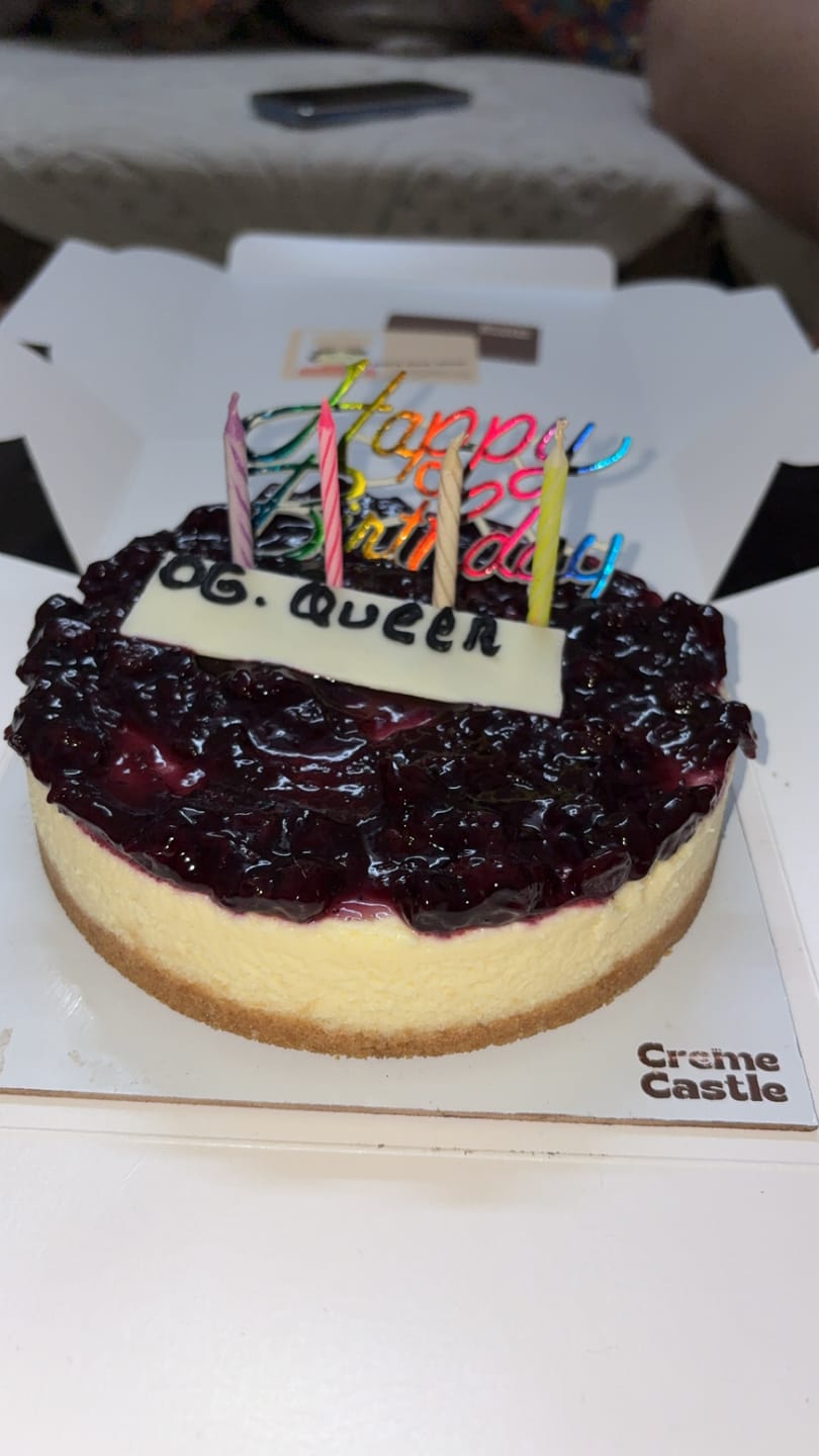 Customer photo review of Blueberry Baked Cheesecake