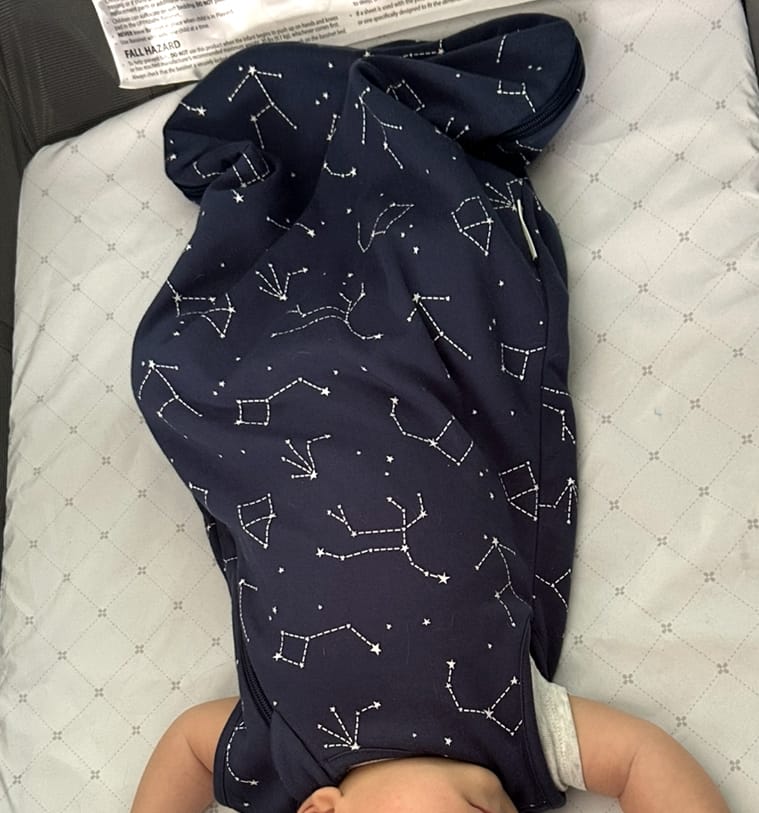 Customer photo review of 4 Season® Classic Baby Sleeping Bag, Merino Wool & Organic Cotton, Night Sky™